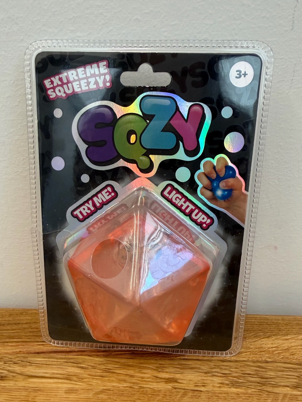Sunny Days SQZY Squishy Squeeezy Stress Ball Pink Light Up Sensory Multi Sided